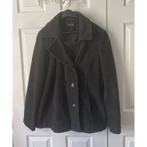 Style & Co. Peacoat Women's Winter Coat Wool Double Breasted Gray Size Large